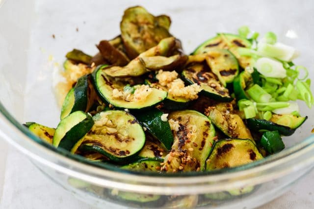 DSC1431 640x427 - Gaji Hobak Muchim (Grilled Eggplant and Zucchini)