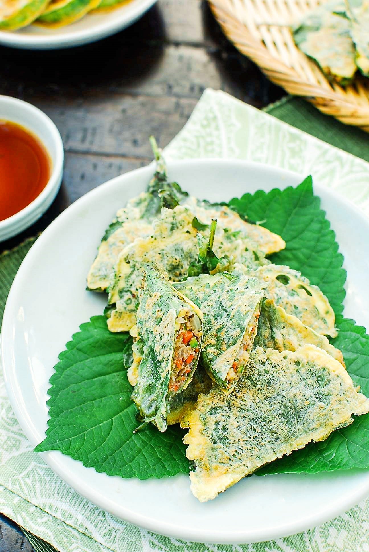 DSC 0848 3 - Kkaennip Jeon (Pan-fried Stuffed Perilla Leaves)