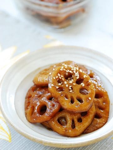 Soy sauce braised lotus root side dish