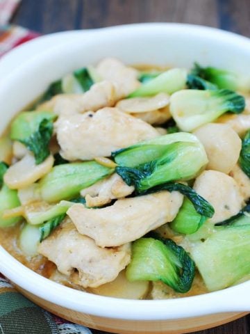 Stir-fried chicken and bok choy