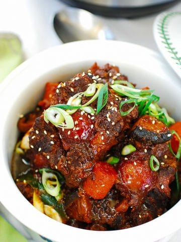 Closeup of the delicious Instant Pot Oxtail - Kkorijjim