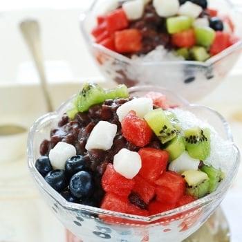 Patbingsu recipe 21 350x350 - Bingsu (Shaved ice with Sweet Red Beans)